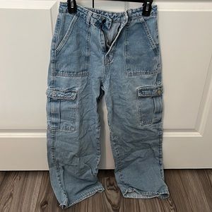 Small baggy blue cargo jeans